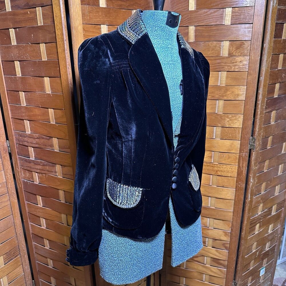 Juicy Couture Y2K Vintage Velvet Blazer Womens Size M Luxe Sequin Deco NWT
